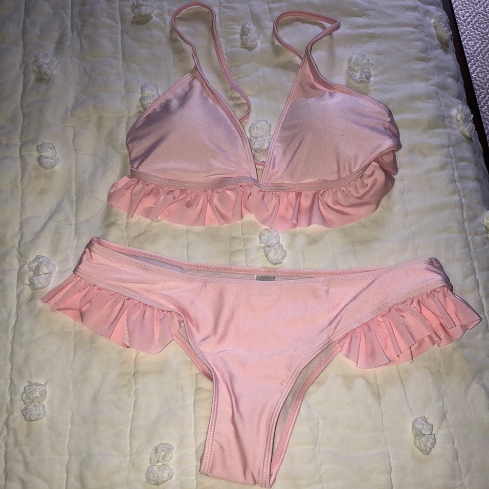 SHEIN pink ruffle bikini